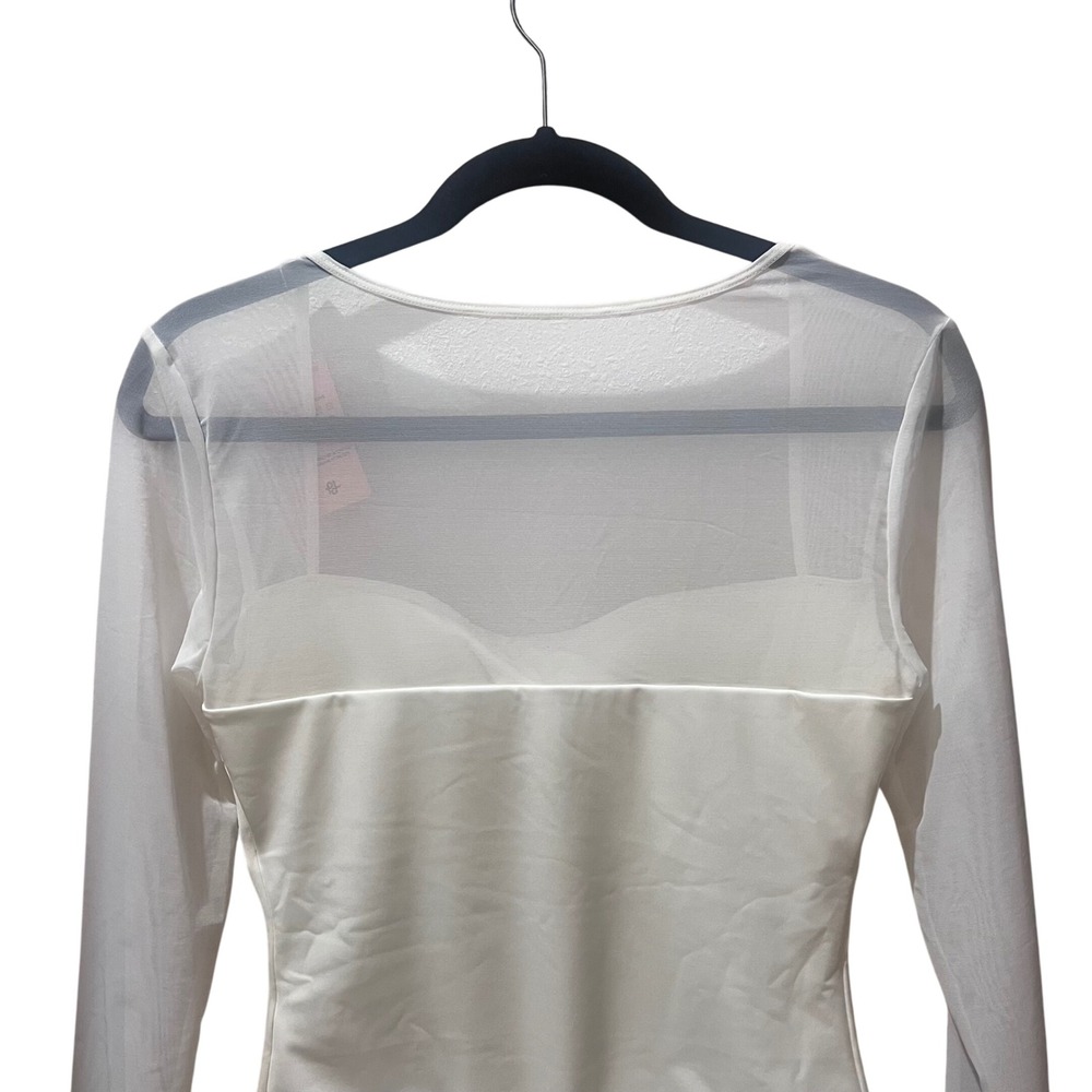 Sheer Long-Sleeve Ivory Bodysuit - Picture 4 of 7
